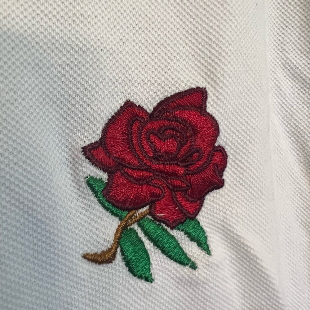 Men’s England Apparel Rose Patch embroidered Polo. Size L. - Picture 3 of 12
